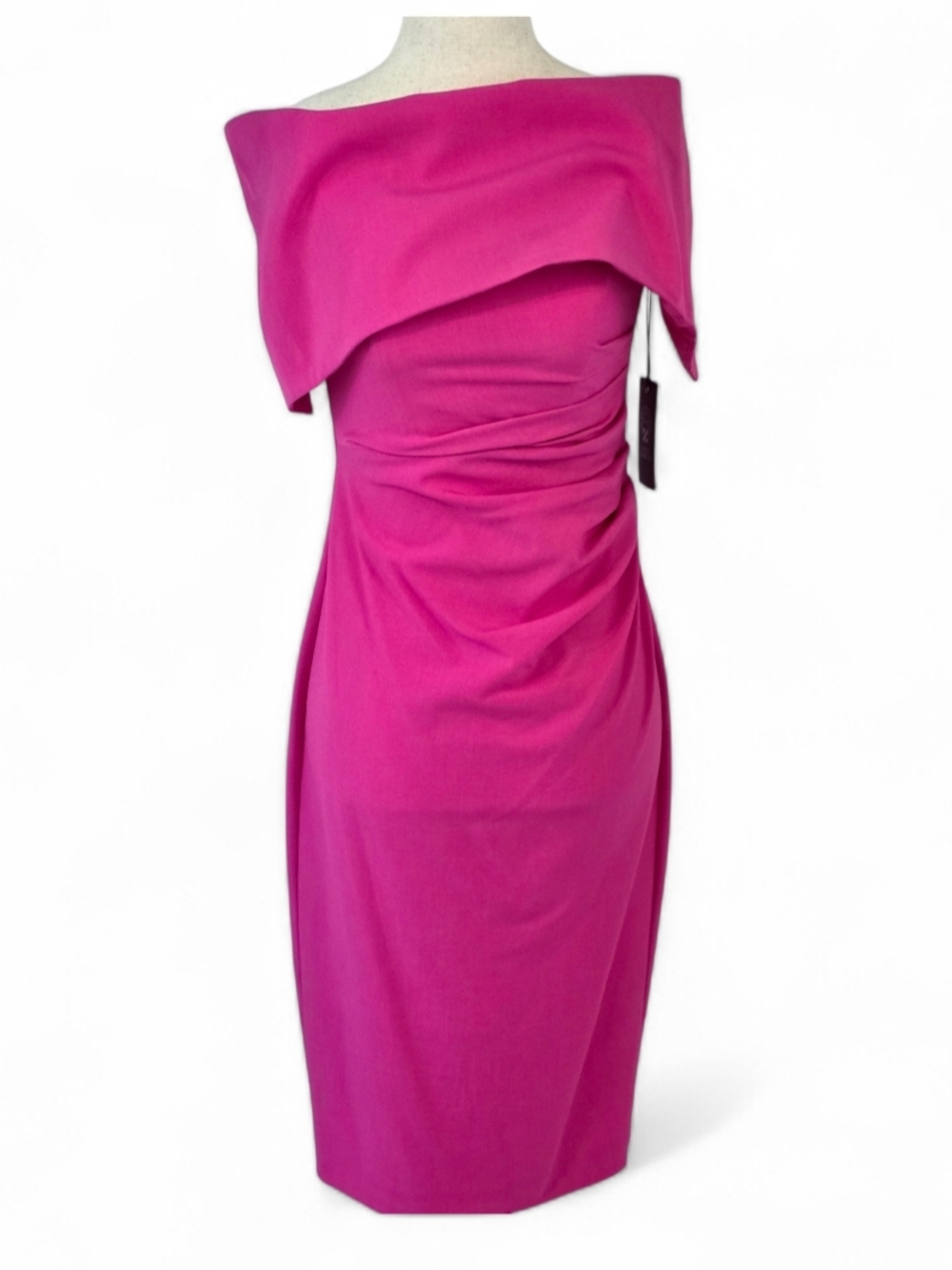 Vince Camuto Fuchsia Off Shoulder Midi Sheath Dress Womens Size 0